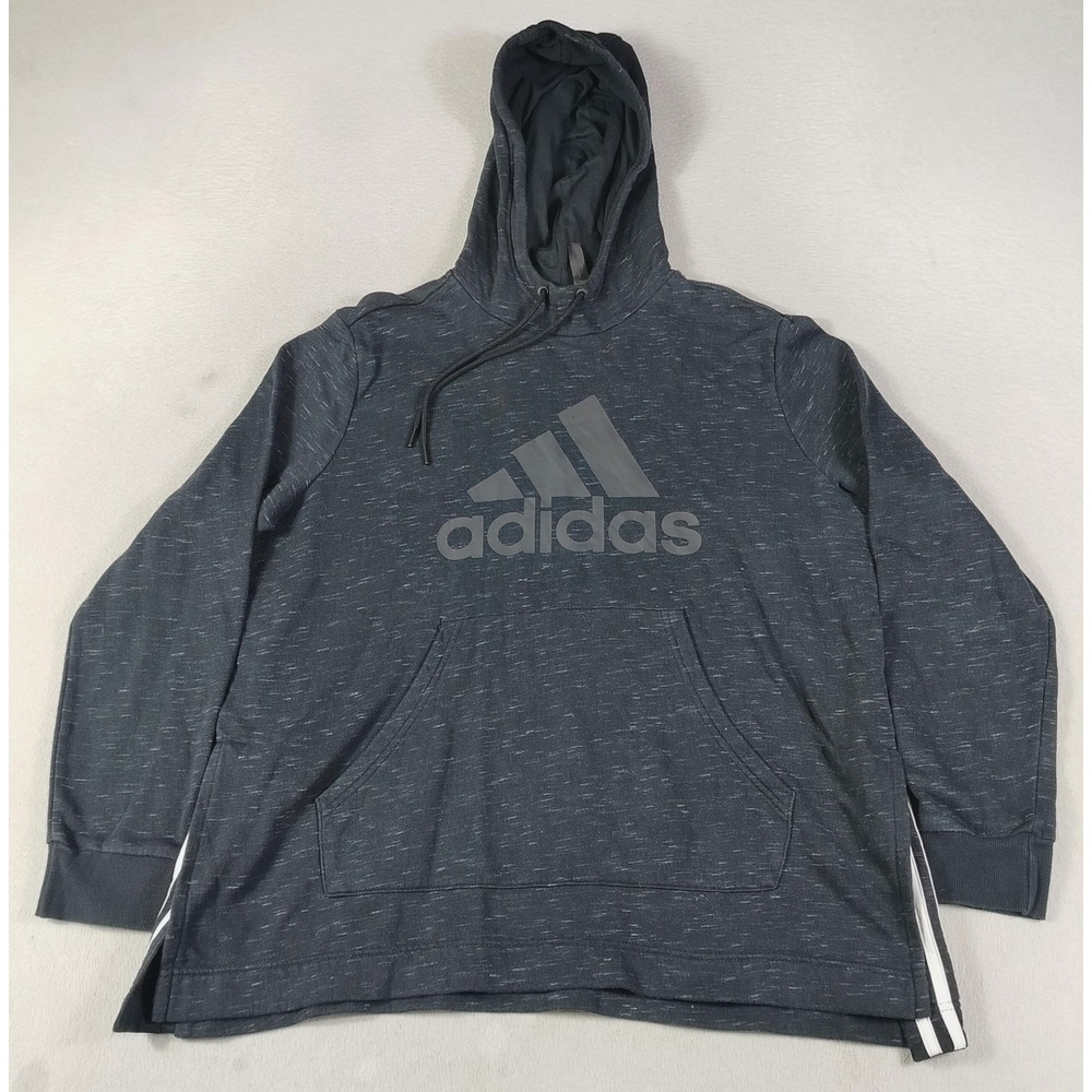 Adidas Hoodie Sweatshirt Womens XL Black Plus Size Logo Pullover Fleece FQ4033